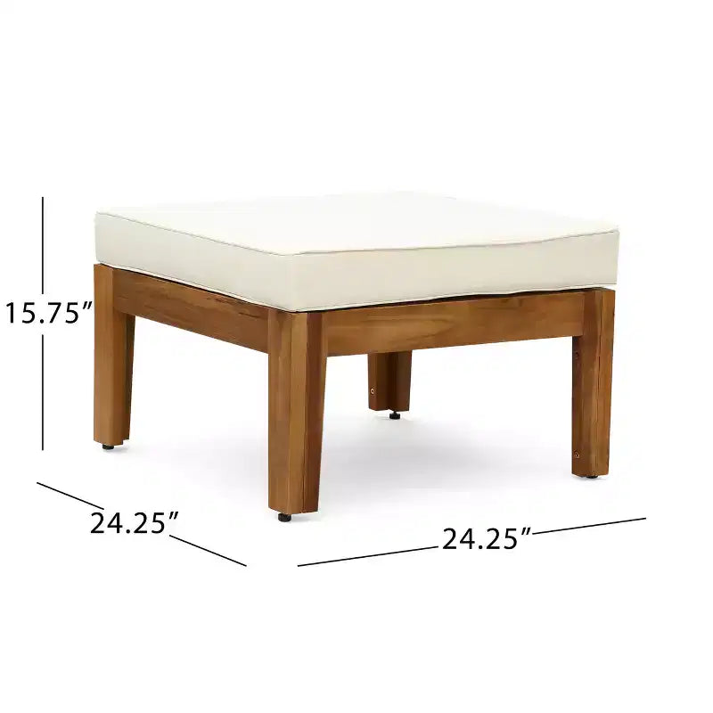 GDFStudio Parma Ensemble de conversation de canapé d'angle 7 places d'extérieur en bois d'acacia avec pouf