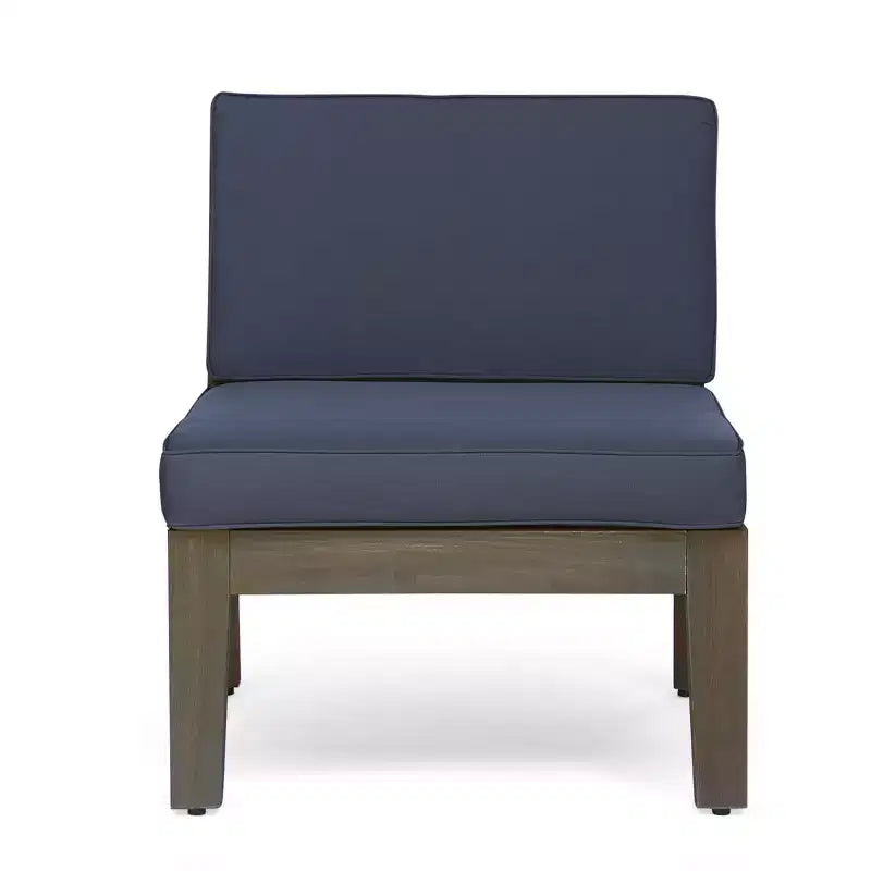 Ensemble de canapé d'angle 6 places et fauteuil club d'extérieur en bois d'acacia GDFStudio Parma avec coussins