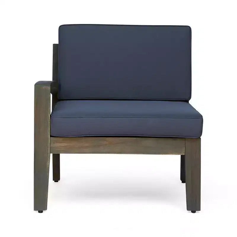 Ensemble de canapé d'angle 6 places et fauteuil club d'extérieur en bois d'acacia GDFStudio Parma avec coussins