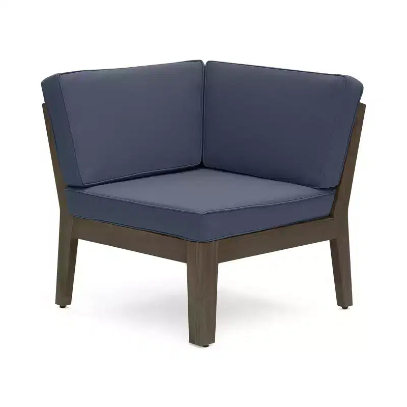 Ensemble de canapé d'angle 6 places et fauteuil club d'extérieur en bois d'acacia GDFStudio Parma avec coussins