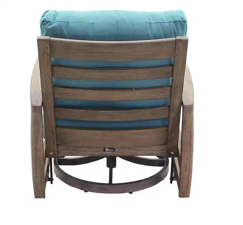 Ensemble de conversation d'extérieur Avalon en teck FSC 3 pièces de Courtyard Casual comprenant : deux fauteuils pivotants et une table d'appoint carrée.