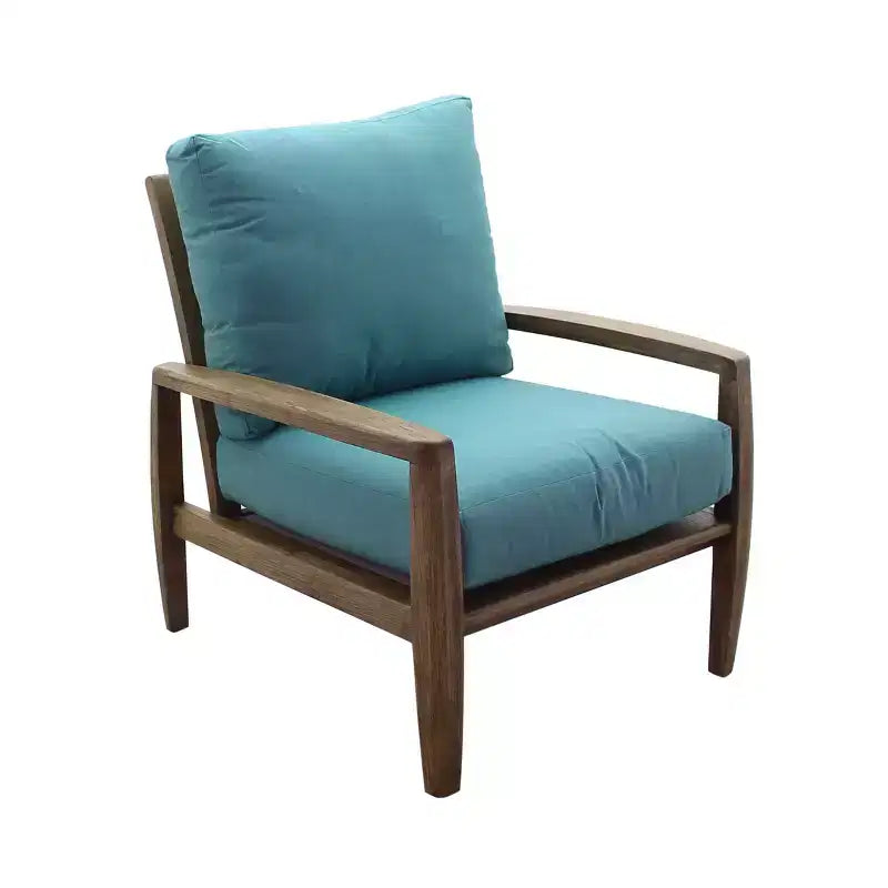 Ensemble fauteuil club et ottoman 2 pièces Courtyard Casual Avalon en teck certifié FSC