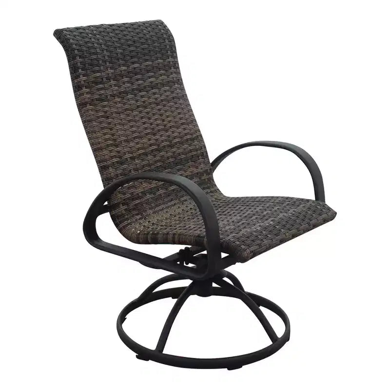 Ensemble de 5 pièces pour foyer rectangulaire Courtyard Casual Santa Fe avec chaises berçantes pivotantes en osier Comprend un foyer rectangulaire et quatre chaises berçantes pivotantes en osier
