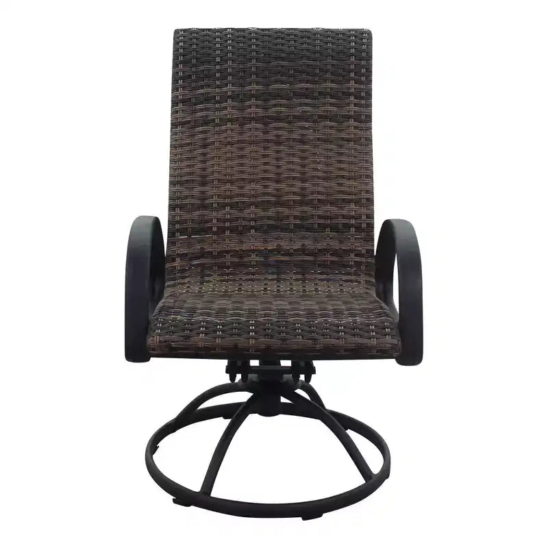 Ensemble de 5 pièces pour foyer rectangulaire Courtyard Casual Santa Fe avec chaises berçantes pivotantes en osier Comprend un foyer rectangulaire et quatre chaises berçantes pivotantes en osier