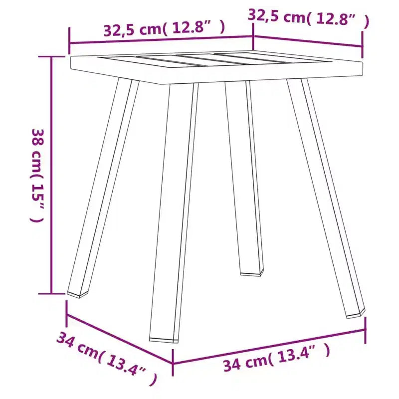 vidaXL Table de patio moderne en anthracite, acier, salon, design à lattes, forme carrée, table basse de jardin extérieure