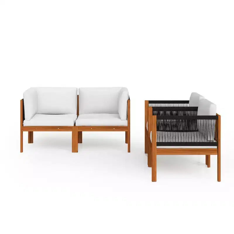 vidaXL Salon de jardin crème Bois d'acacia massif Grand salon de jardin