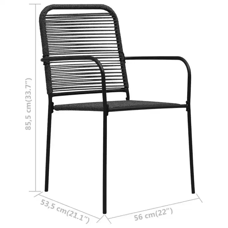 vidaXL Ensemble repas de jardin 7/9 pièces Corde en coton et acier Noir Patio extérieur