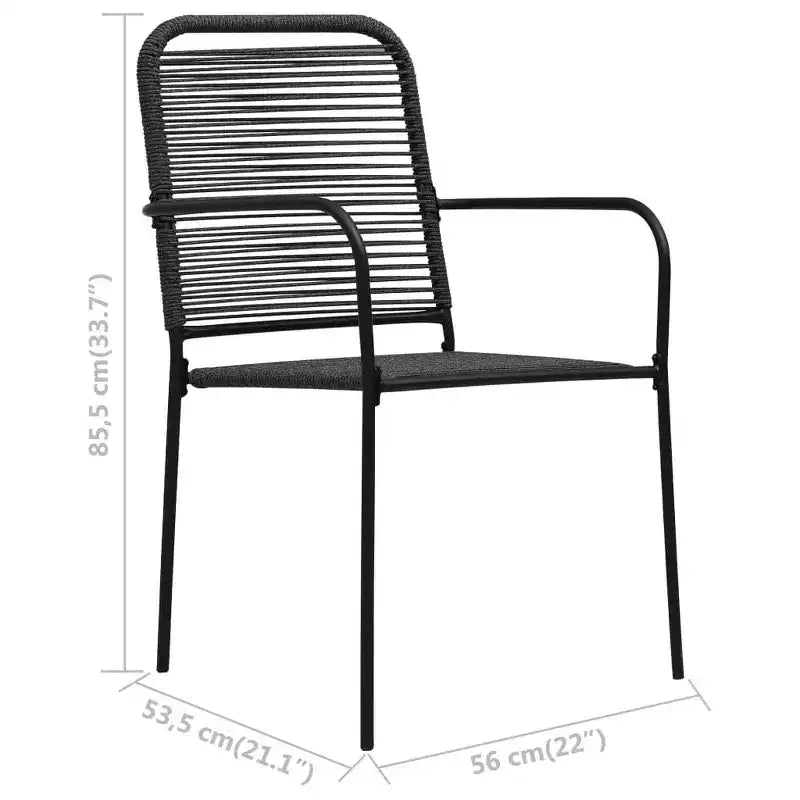 vidaXL Ensemble repas de jardin 7/9 pièces Corde en coton et acier Noir Patio extérieur
