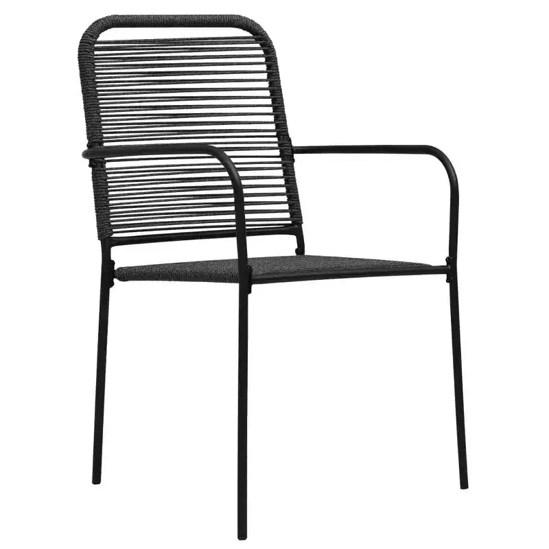 vidaXL Ensemble repas de jardin 7/9 pièces Corde en coton et acier Noir Patio extérieur
