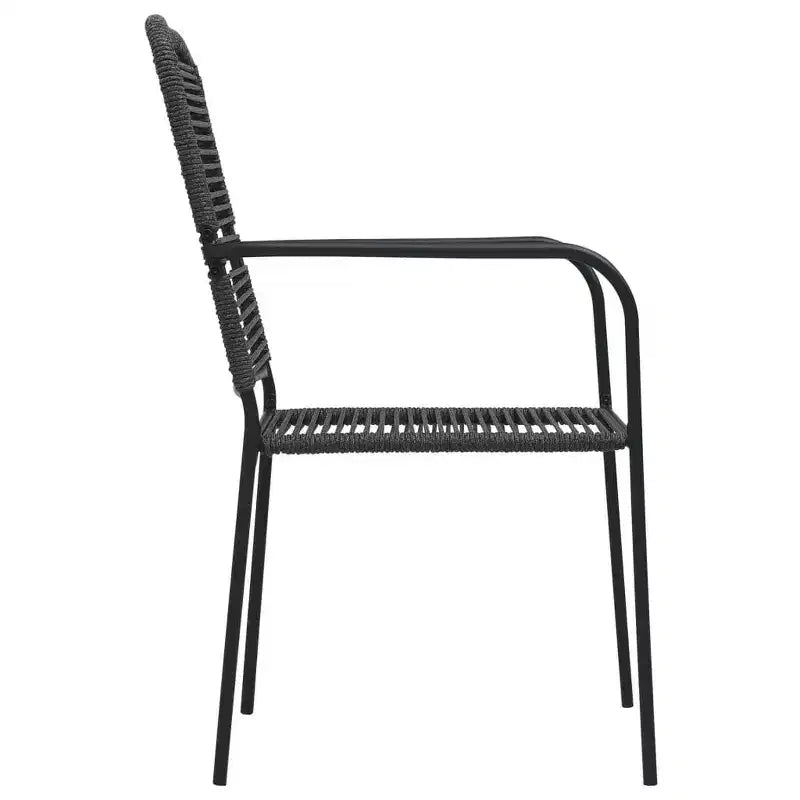 vidaXL Ensemble repas de jardin 7/9 pièces Corde en coton et acier Noir Patio extérieur