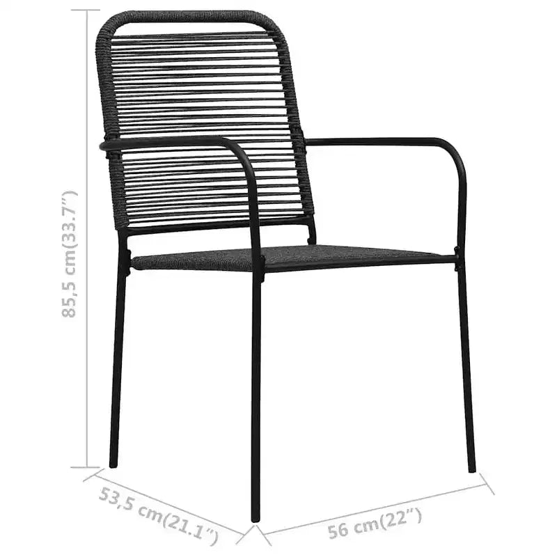 vidaXL Salon de Jardin 5/7 Pièces Corde en Coton et Acier Noir Extérieur Patio