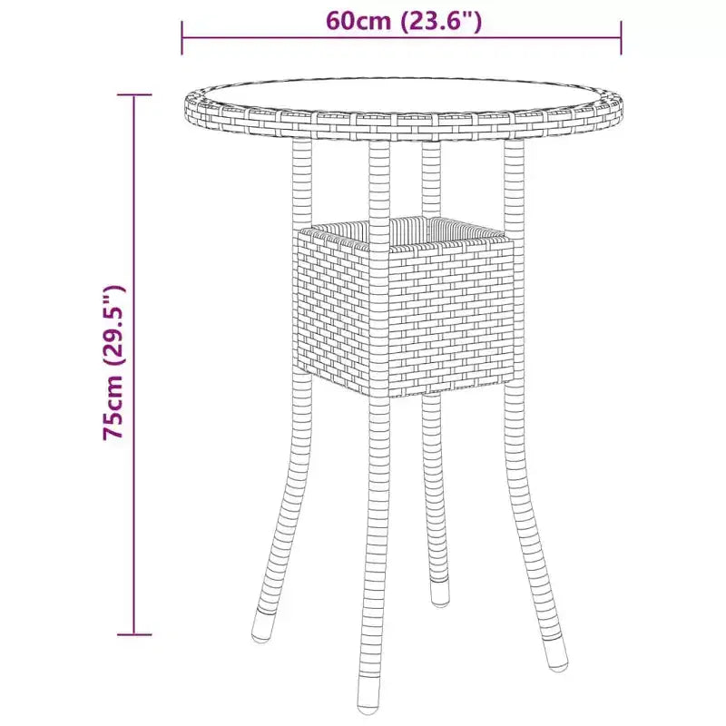 vidaXL Ensemble de salle à manger d'extérieur 3 pièces - Résine tressée - Noir - Table et 2 chaises de jardin avec coussins, plateau de table en verre trempé