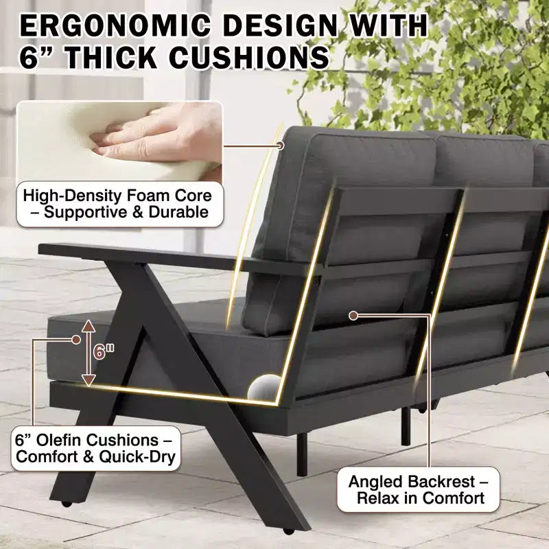Ensemble de mobilier de jardin moderne EAGLE PEAK Urban Slate 7 pièces : canapé, fauteuils de patio, table basse et table d'appoint
