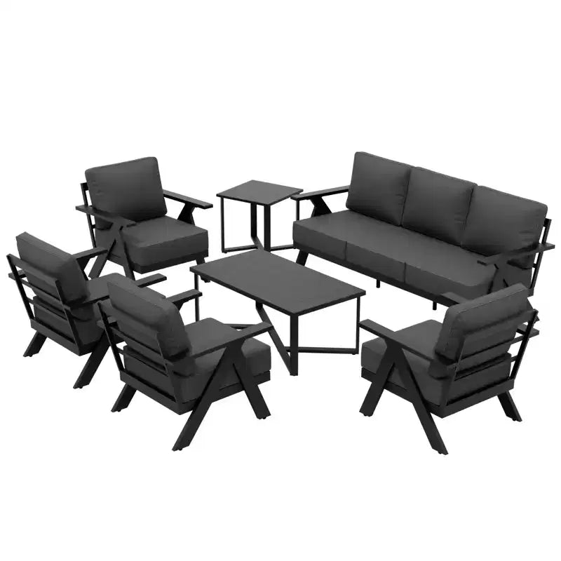 Ensemble de mobilier de jardin moderne EAGLE PEAK Urban Slate 7 pièces : canapé, fauteuils de patio, table basse et table d'appoint