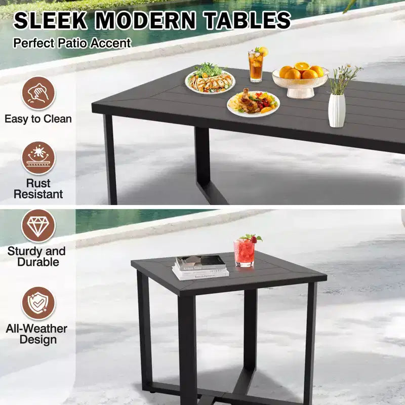 Ensemble de mobilier de jardin moderne EAGLE PEAK Urban Slate 7 pièces : canapé, fauteuils de patio, table basse et table d'appoint