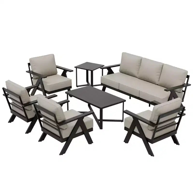 Ensemble de mobilier de jardin moderne EAGLE PEAK Urban Slate 7 pièces : canapé, fauteuils de patio, table basse et table d'appoint