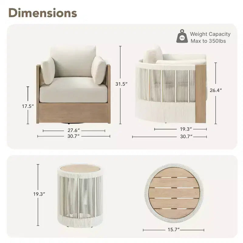 Meubles de patio extérieurs en bois d'épicéa et de printemps
