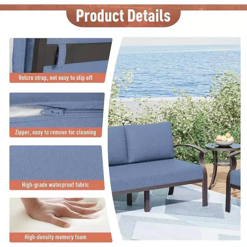 ALAULM Ensemble de Meubles de Patio en Aluminium 10 Places Moderne en Métal pour Extérieur avec Table Foyer, Fauteuil Pivotant et Canaapé de Patio avec Coussin de 5,1 pouces