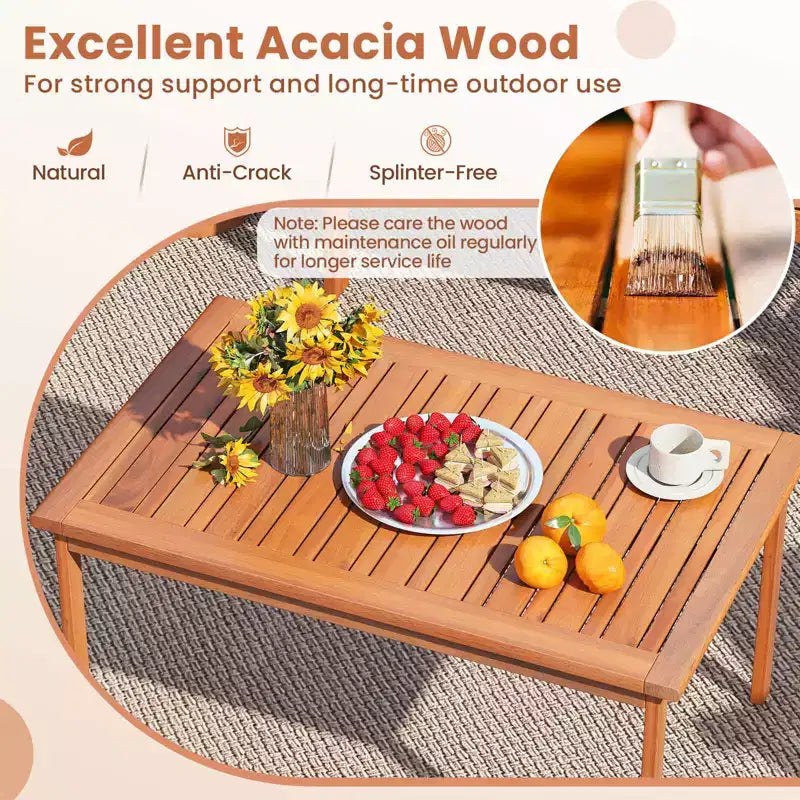 Ensemble de conversation Costway 4/8 pièces en bois d'acacia avec coussins d'assise et de dossier et fauteuils de canapé deux places