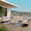 Christopher Knight Home Betty Rustic 3-Piece Patio Acacia Wood Sectional Sofa Set with Built-In Side Tables