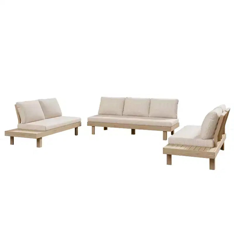 Christopher Knight Home Betty Salon de jardin rustique 3 pièces en acacia avec canapé sectionnel et tables d'appoint intégrées
