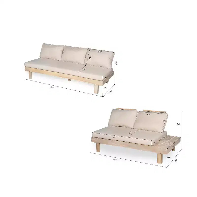 Christopher Knight Home Betty Salon de jardin rustique 3 pièces en acacia avec canapé sectionnel et tables d'appoint intégrées