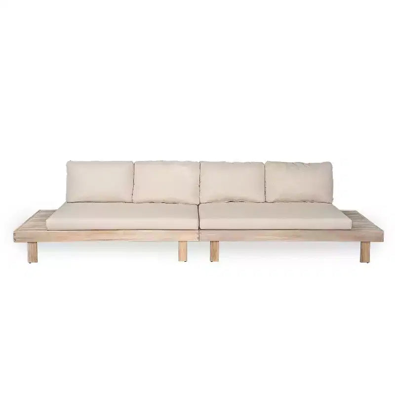 Christopher Knight Home Betty Salon de jardin rustique 3 pièces en acacia avec canapé sectionnel et tables d'appoint intégrées
