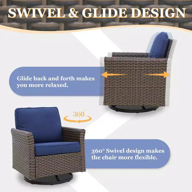 EAGLE PEAK Ocean Vista Canapé modulable 6 pièces en osier marron varié, chaises pivotantes, canapé 3 places