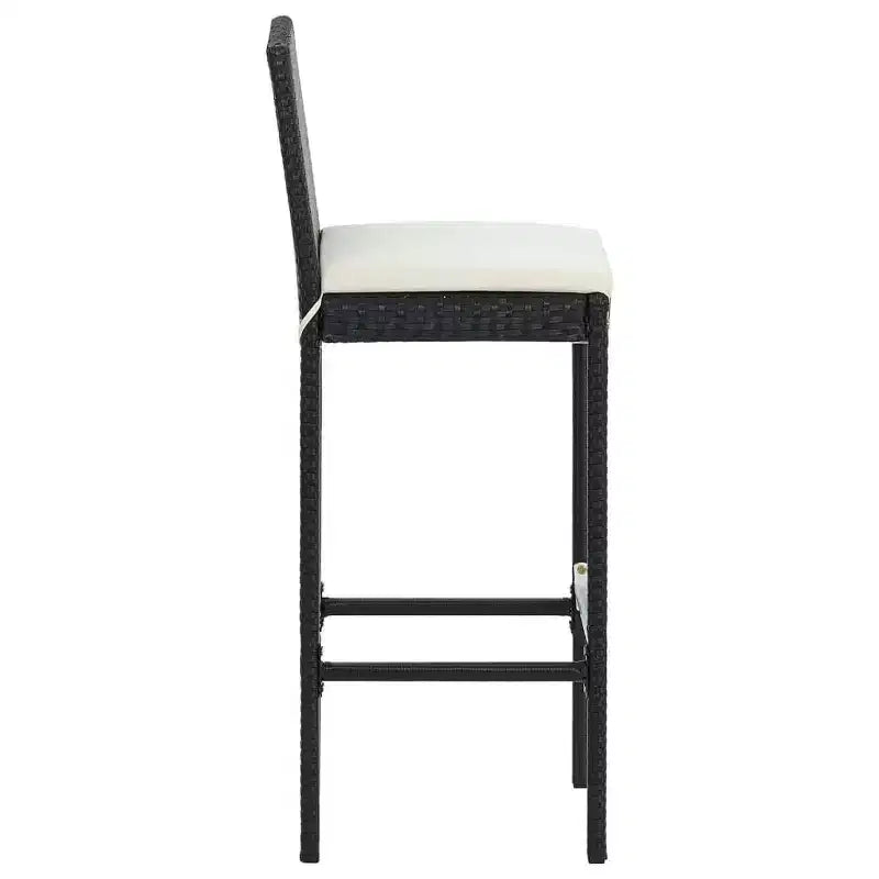 vidaXL Salon de bar de jardin avec table de bar et tabourets, mobilier de jardin avec coussins – Noir, 5 pièces