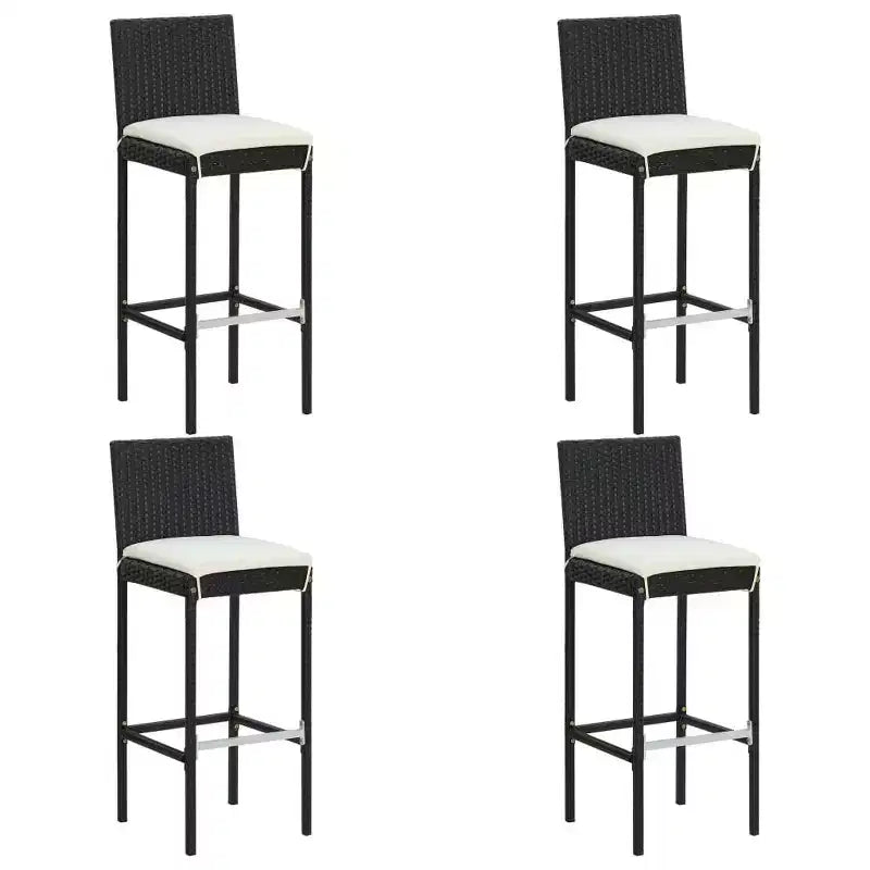vidaXL Salon de bar de jardin avec table de bar et tabourets, mobilier de jardin avec coussins – Noir, 5 pièces