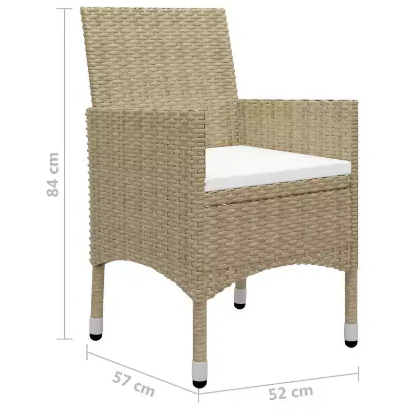 vidaXL Ensemble de salle à manger de jardin 3 pièces pour patio extérieur - Beige