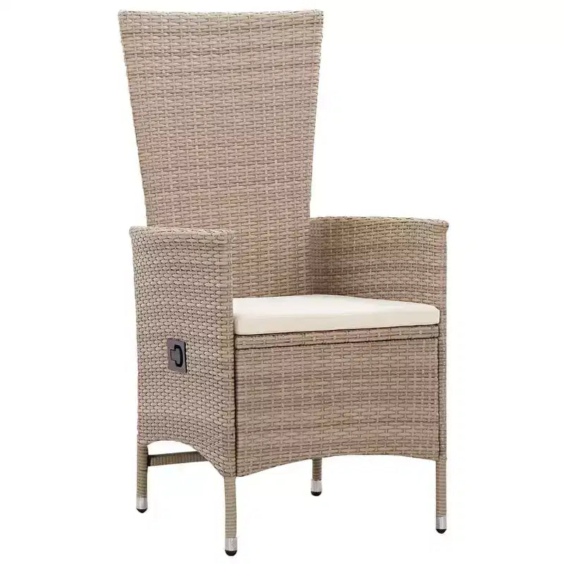 vidaXL Ensemble de salle à manger Beige Bois d'acacia massif, résine tressée, Coussins en polyester