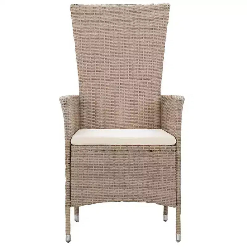 vidaXL Ensemble de salle à manger Beige Bois d'acacia massif, résine tressée, Coussins en polyester