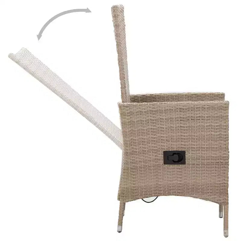 vidaXL Ensemble de salle à manger Beige Bois d'acacia massif, résine tressée, Coussins en polyester