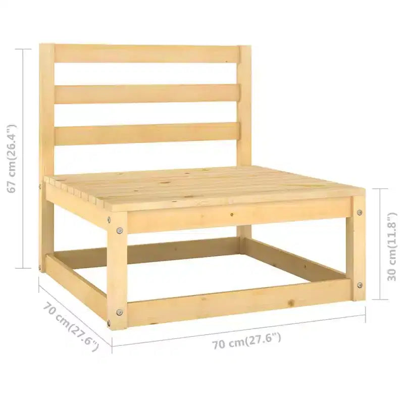 vidaXL Salon de jardin 8 pièces avec coussins, bois de pin massif - Naturel avec coussins