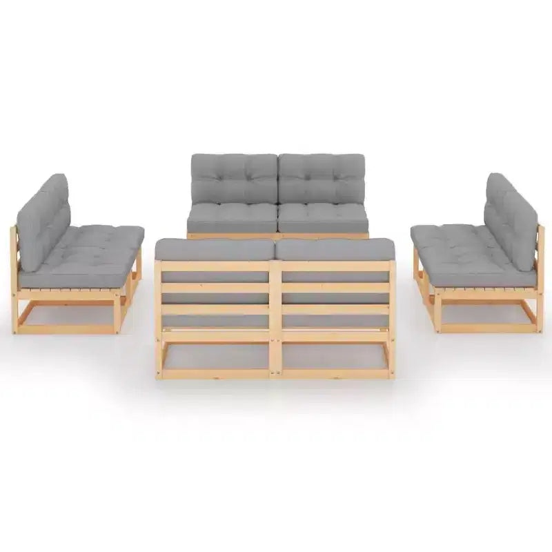vidaXL Salon de jardin bois naturel Pin massif 8 pièces modulable