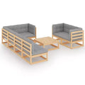 vidaXL Patio Sofa Set Sectional Sofa Outdoor with Cushions Solid Acacia Wood - Natural