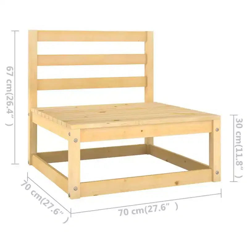 vidaXL Salon de jardin en bois de pin naturel, coussins gris