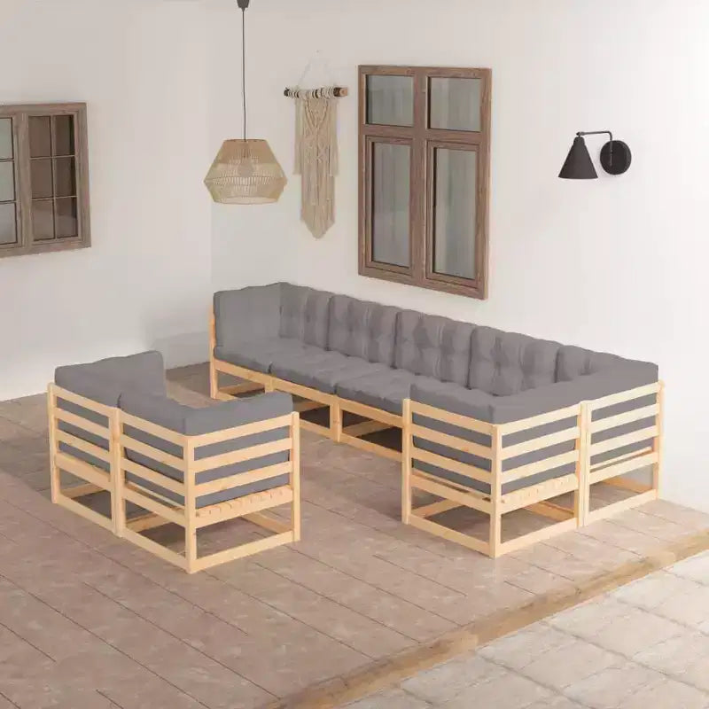 vidaXL Salon de jardin en bois naturel