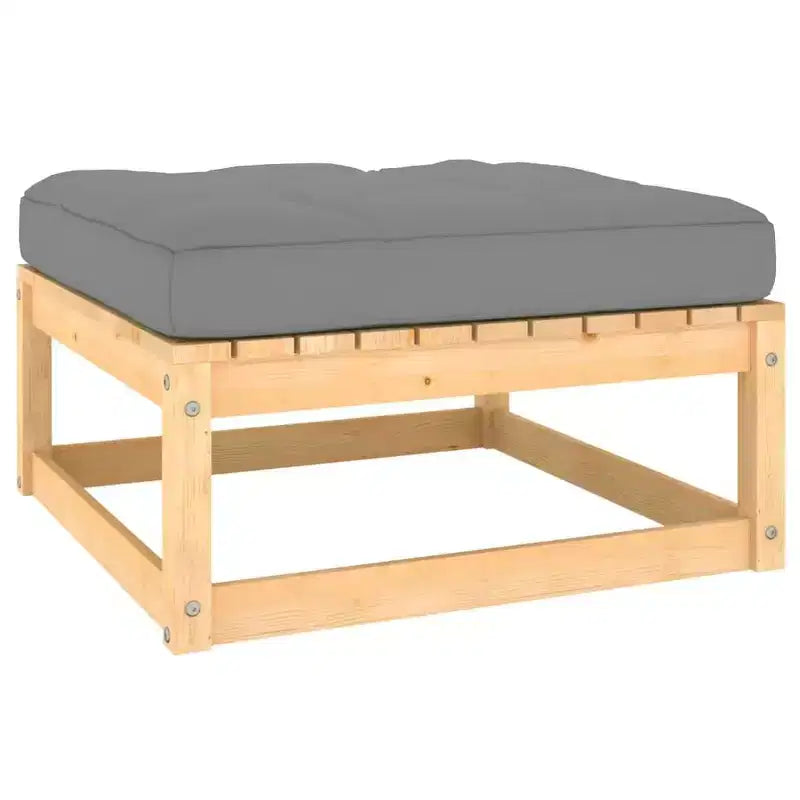 vidaXL Salon de jardin 12 pièces Extérieur Canapé sectionnel Bois de pin massif - Naturel avec coussins