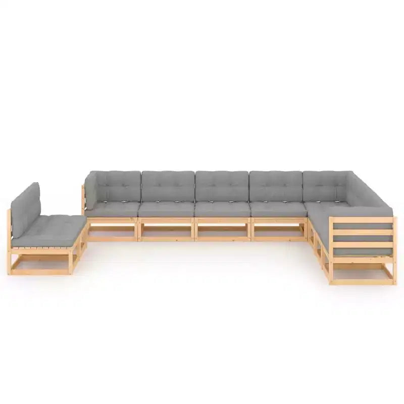 vidaXL Salon de jardin en pin massif naturel, modules carrés de 70 cm