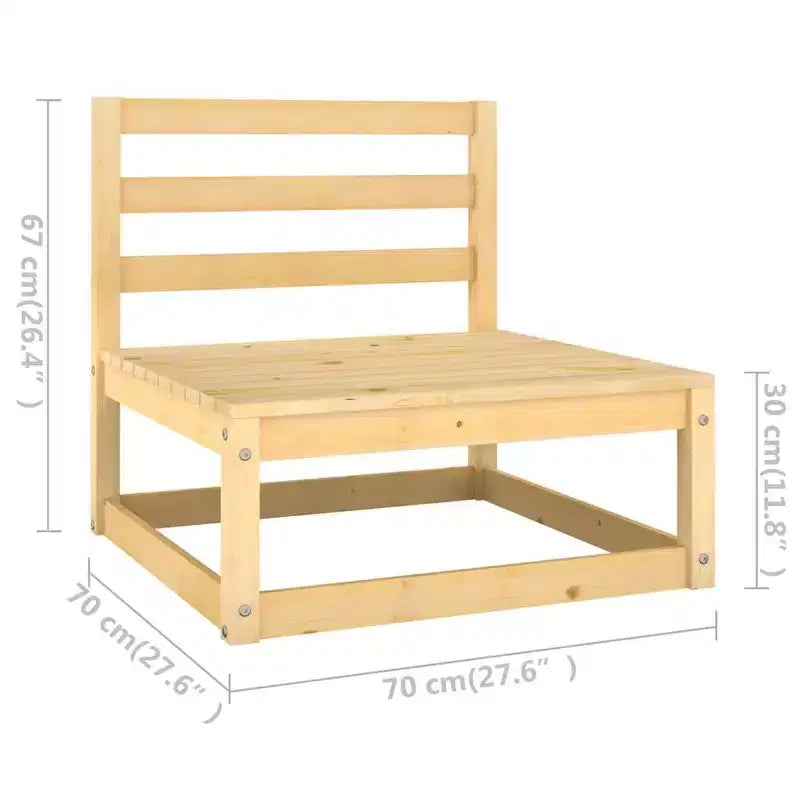 vidaXL Salon de jardin en pin massif naturel, modules carrés de 70 cm