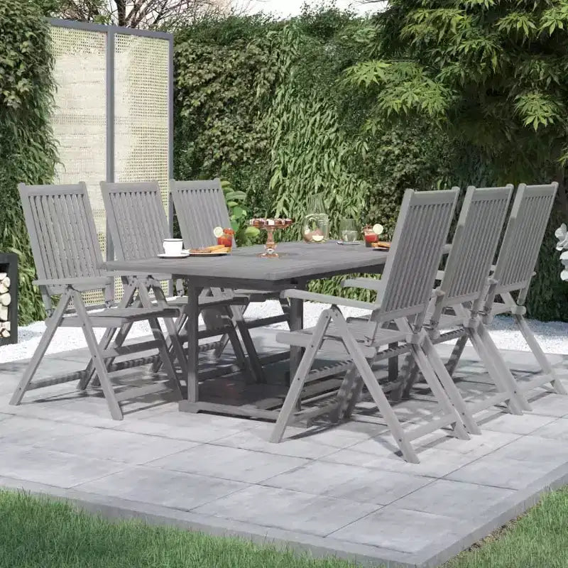 vidaXL Salon de jardin 7 pièces en bois d'acacia massif, rectangulaire, pour extérieur