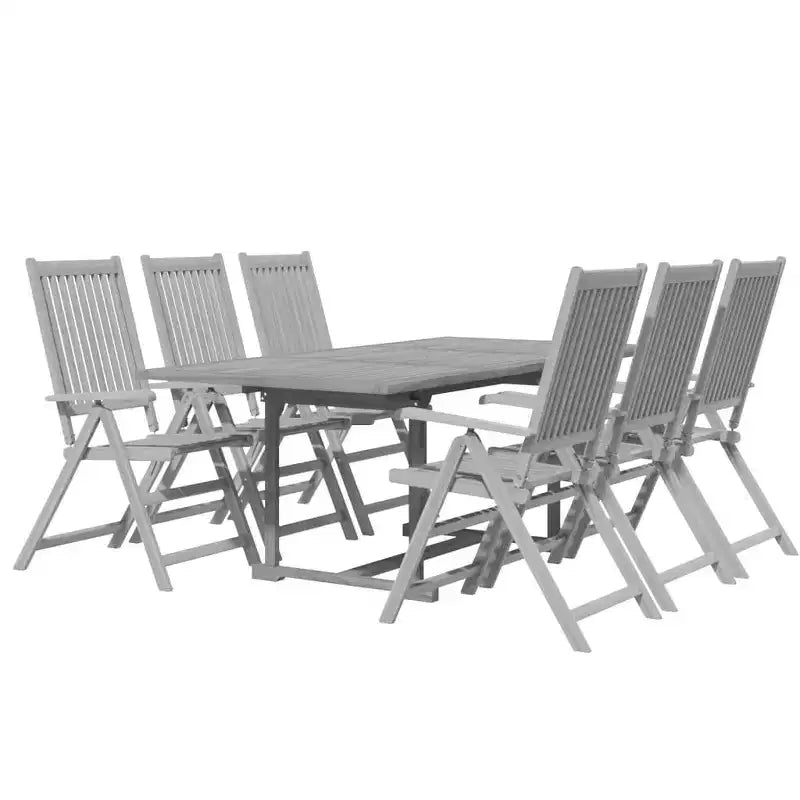 vidaXL Salon de jardin 7 pièces en bois d'acacia massif, rectangulaire, pour extérieur