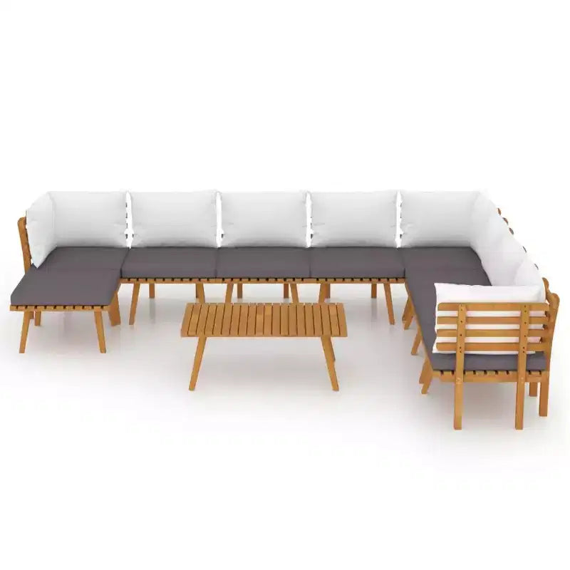 vidaXL Salon de jardin modulaire avec coussins en bois d'acacia massif