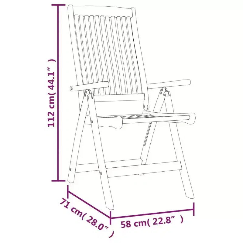 vidaXL Salon de jardin en bois d'eucalyptus massif avec chaises inclinables et trou pour parasol - Ensemble de salle à manger d'extérieur, style rustique marron