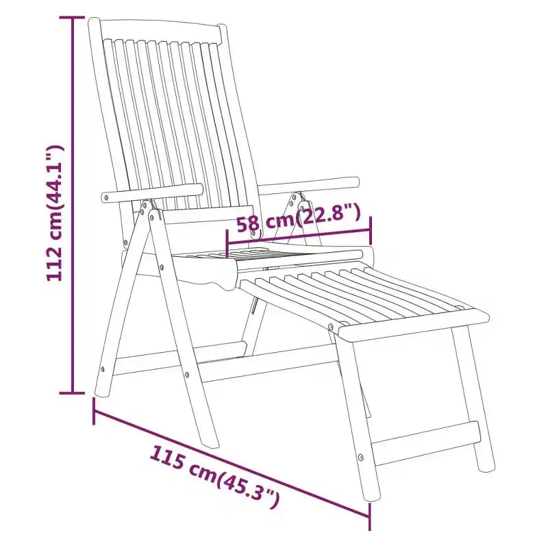 vidaXL Salon de jardin en bois d'eucalyptus massif avec chaises inclinables et trou pour parasol - Ensemble de salle à manger d'extérieur, style rustique marron