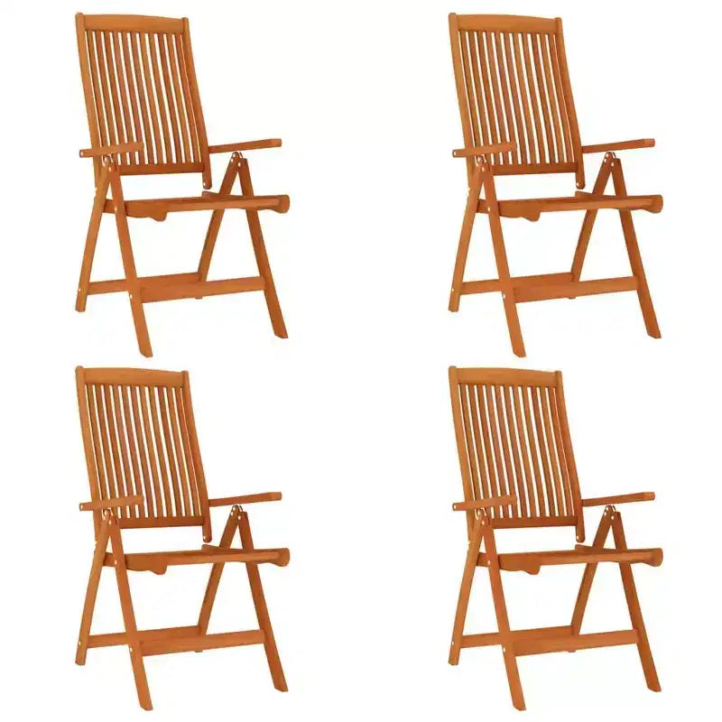 vidaXL Salon de jardin en bois d'eucalyptus massif avec chaises inclinables et trou pour parasol - Ensemble de salle à manger d'extérieur, style rustique marron