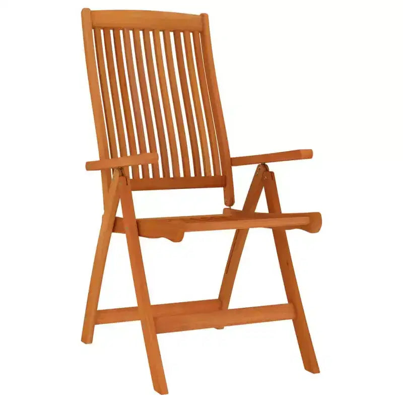 vidaXL Salon de jardin en bois d'eucalyptus massif avec chaises inclinables et trou pour parasol - Ensemble de salle à manger d'extérieur, style rustique marron