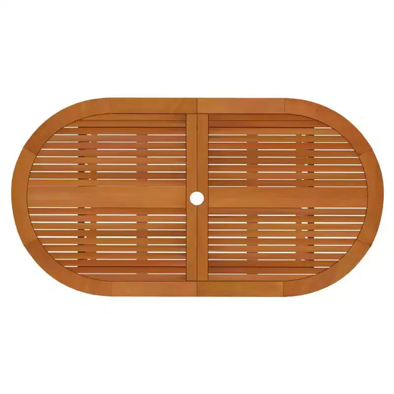 vidaXL Salon de jardin en bois d'eucalyptus massif avec chaises inclinables et trou pour parasol - Ensemble de salle à manger d'extérieur, style rustique marron